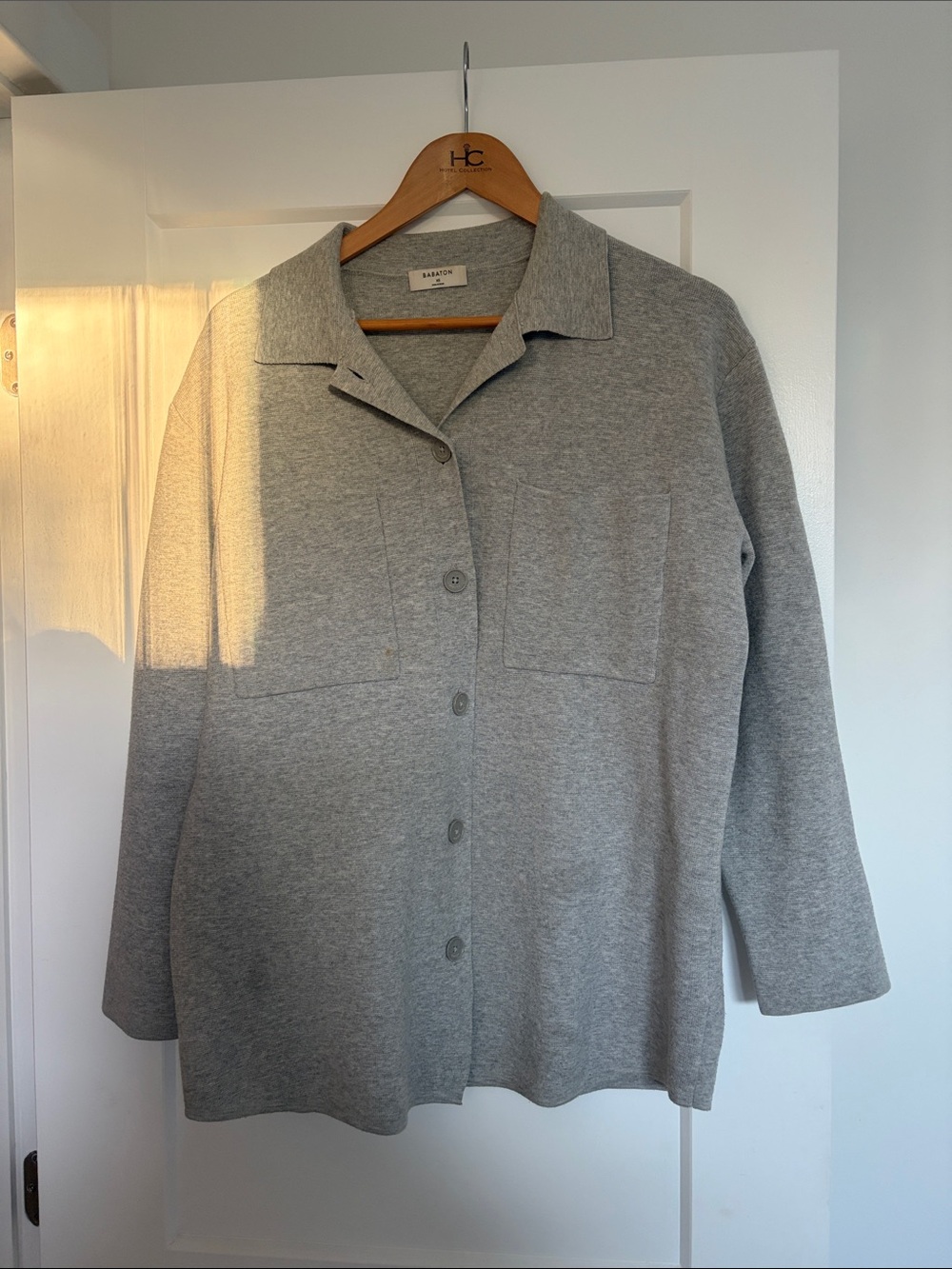 Aritzia Light Gray Button-Front Knit Jacket